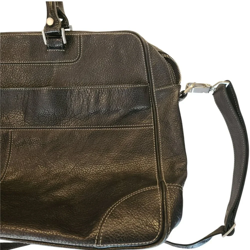 Hugo Boss Black Grained Leather Laptop Bag Adjustable Strap & Dual Handles